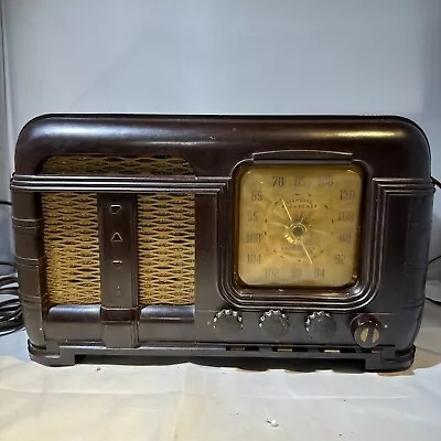 Antique Art Deco Bakelite Tube Radio FADA 790 Rich Brown W/ Brass Tone Dial VTG • $425