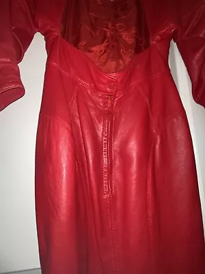 Vintage MICHAEL HOBAN NORTH BEACH RED LAMB LEATHER DRESS  - Size M 3/4 • $6300