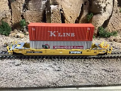 N Scale Micro Trains 70’ Husky Stack Well Car W/load  DTTX TRAILER TRAIN TTX NIB • $26.95