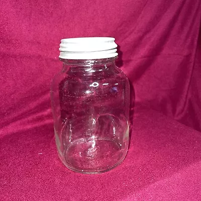 Vintage Retro DURAGLAS Clear Glass Kitchen Jar W/ Metal Lid F-196 • $6.95