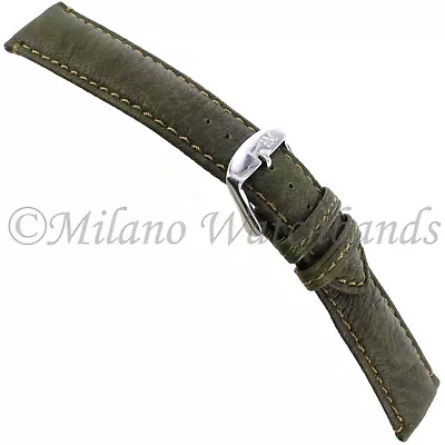 22mm Morellato Olive Green High Quality  Deer Skin Italian Leather Soft  Band L • $36.51