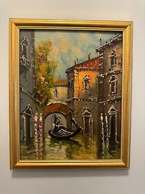 Vtg Original Oil Painting On Board Italy Venice Canal Signed By Rippa Framed • $85