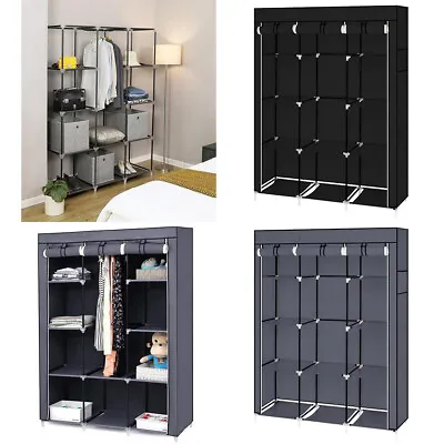 67  Portable Fabric Wardrobe Clothes Closet Storage Organizer W/Dustproof Cover • £18.29