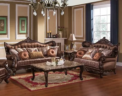 Luxurious Formal Sofa Set Living Room 2pc Sofa Loveseat Traditional Vintage • $4025