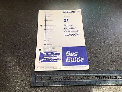 £5 • Buy Midland Scottish Bus Group Route 37 Bus Timetable September 1982 Glasgow Bo’ness