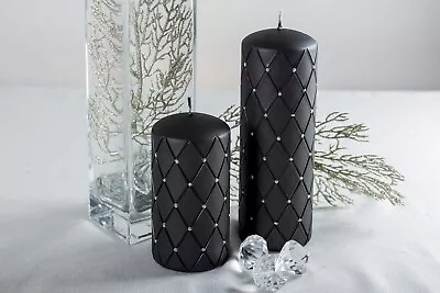 DIAMOND - BLACK DECORATIVE CANDLE Home Decoration Gift Wedding Centerpiece • £4.40