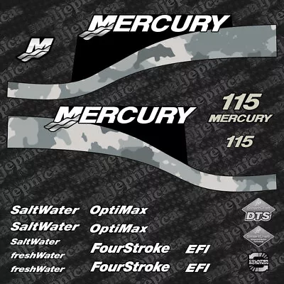 Mercury 115 Gray Outboard (1999-2004) Blue Decal Aufkleber Adesivo Sticker Set • $70