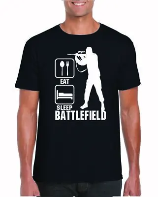 Battlefield T Shirt Men's Personalised Gamer Eat Sleep Battlefield Funny Tshirt • £9.99