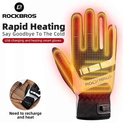 ROCKBRS Winter Gloves Cycling Electric Heated Glove USB Rechargeable Touchscreen • $29.99