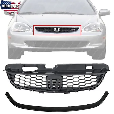 New Front Lower Bumper Grille + Molding Black For 2004-2005 Honda Civic 2-Door • $86.50