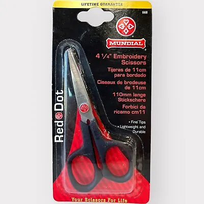 Scissors Mundial 668  4-1/4-Inch Red Dot Embroidery Scissors Knife Edge • $7.99
