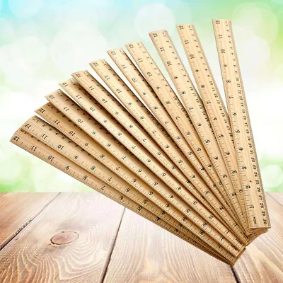  30 Pcs Straight Ruler Wooden Measuring Stick Office Student • £12.34