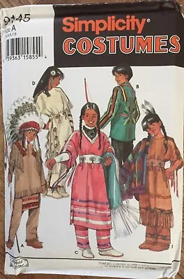 Child’s Simplicity 9145 Native American Indian Costume Sewing Pattern Size 3-8 • £16.95