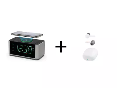 ITOMA Alarm Clock FM Radio Wireless Charging With Bluetooth Speaker + Earphone • $69.98