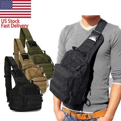 Tactical Mens Backpack Outdoor Hiking Molle Sling Chest Pack Shoulder Bag Travel • $14.99