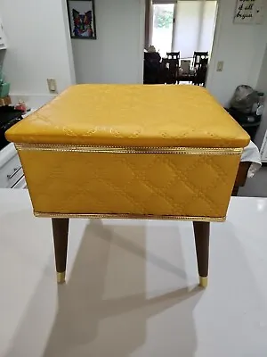 VTG Mid Century Modern Burlington Hawkeye Sewing Box Stand Basket Storage Stool • $99.99