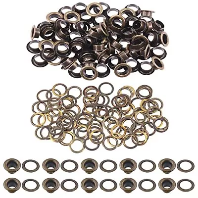 200 Sets 8mm 5/16  Thickened Grommets Eyelets Bronze Metal Eyelet Grommet for... • $18.86