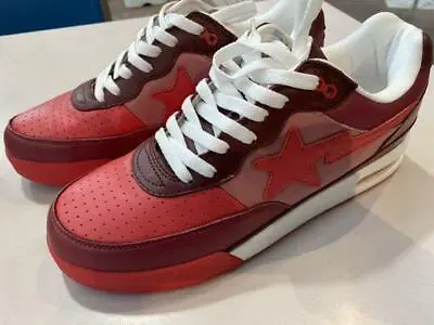 A BATHING APE Bapesta Sneaker Shoes Red Low US10 Used From Japan • $621.56