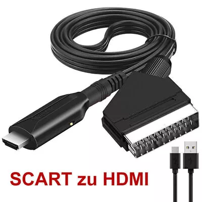 SCART To HDMI Converter 1M Cable Video Audio Adapter Converter For DVD HD S9B9 • £11.68