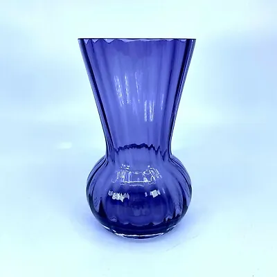 Dartington Crystal Handmade Purple Amethyst Ribbed 6” Funnel Vase • £23.28
