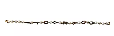 14K Yellow Gold And Pearl   I Love You   Bracelet 7  Long • $199