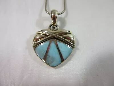 Marahlago Sterling Silver Larimar Heart Shape Pendant Necklace • $129