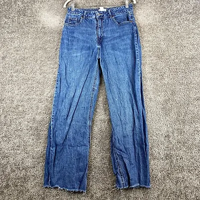 H&M Cropped Jeans Women's Size 10 Blue High Rise Medium Wash Raw Hem 5-Pocket • $15.16