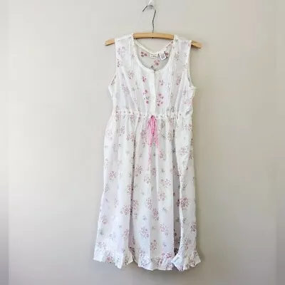 Vintage Gilligan & O'Malley Cotton Floral Nightgown Cottage Coquette Babydoll • $30