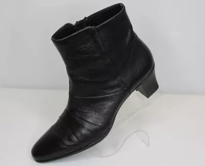 Munro Faith Ankle Boots Bootie Women's 9.5 NARROW Black Leather Side Zip Comfort • $39.95