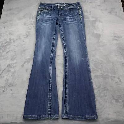 Miss Chic Pants Womens 9 Blue Denim Flat Front Mid Rise Bootcut Pockets Jeans • $23.38