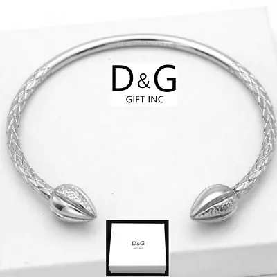 DG Men's 8  Stainless Steel.Solid Round.Cuff Bracelet ClassicHigh PolishBox • $14.95