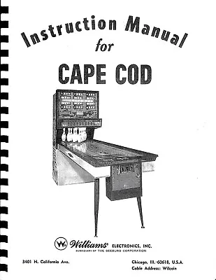 Williams Cape Cod [shuffle Alley Bowling Bowler] Arcade Game Manual - New! • $35.99