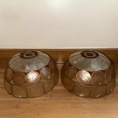 2 X Vintage Large Beautiful Natural Capiz Shell Light Shades • £28