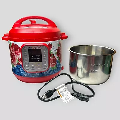 Pioneer Woman DUO60 Instant Pot Frontier Rose 6 Qt 7-in-1 Programable Red Floral • $89.96