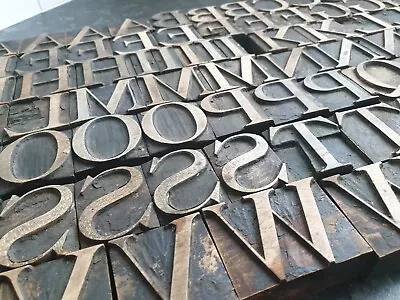 £300 • Buy Vintage Letterpress Printing Wooden Type Blocks, Letters  X 75 Pieces 