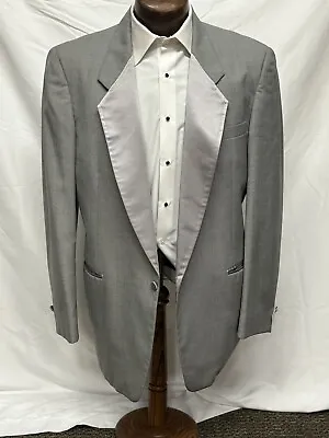 Vintage 80's Dolphin Gray Miami Vice Tuxedo Coat With Matching Satin Lapels • $39.99