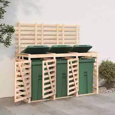 Triple Wheelie Bin Storage Solid Wood Pine Garden Rubbish Storage Box • $698.66