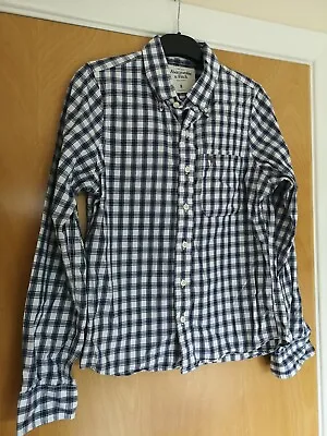 Mens ABERCROMBIE & FITCH AF Shirt Size S Blue Check Smart Casual Muscle • £14.99