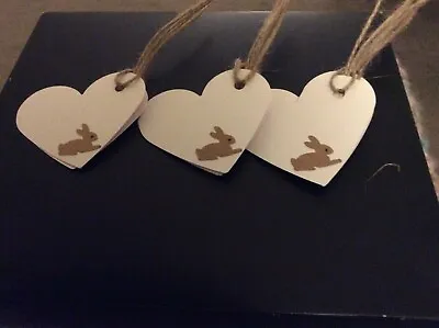 10 Easter  white Heart Gift Tags With Bunny Design • £1.50