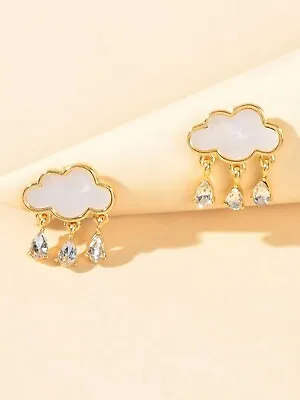 $1.99 • Buy Designer Jewelry Clouds Shape Water Drop Charm Dangle Earrings Funny Women Gift