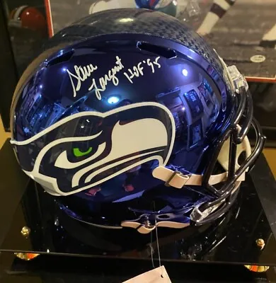 Steve Largent HOF 95 Full Size Autographed  AMP Chrome Helmet Seahawks COA • $325.95