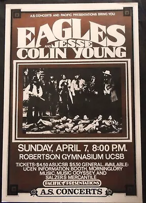 Original Concert Poster/eagles_jessie Colin Young-sun. April 7 1974-rob Gym-ucsb • $299