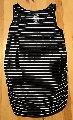 Time And Tru Women's Maternity Top Sleeveless Black With White Stripes Size 8/10 • $10