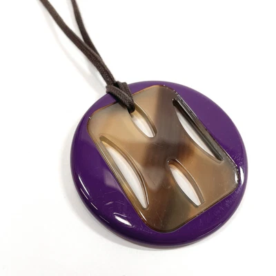 $390 • Buy HERMES Necklace Buffalo Horn/lacquer Purple/Brown Women