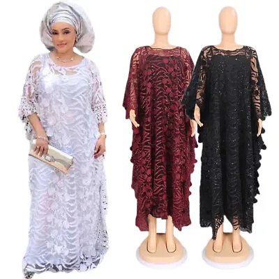 African Dashiki Women Maxi Dress Abaya Kaftan Muslim Dubai Arab Robe Loose Gown • $77.32