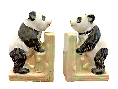 Panda Bear Bookends 4.5 Inches Tall Japan Porcelain Black White Vintage • £24.67