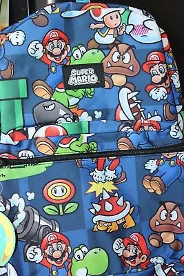 Officially Licensed Nintendo Super Mario 16  Print Backpack School Book Bag NEW! • $19.99