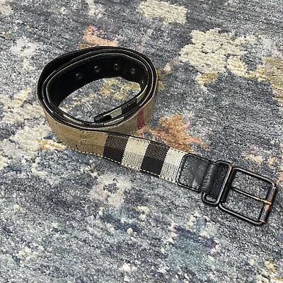 Burberry Beige/Black House Check Canvas And Leather Belt 110 CM/ 44 • $125