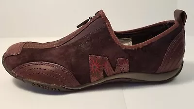 Merrell Size 8 Barrado Leather Dark Purple Performance Suede Zip Up Hiking Shoes • $18.79