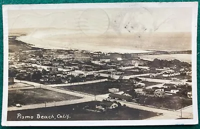 1930s RPPC PISMO BEACH CALIFORNIA PANORAMA AERIAL VIEW TOWN REAL PHOTO POSTCARD • $12.99